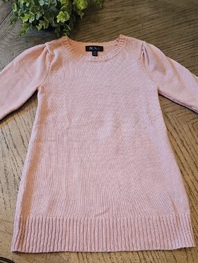 BCX Blush Pink Shimmer Knit Scoop-Neck Sweater Size M 10/12